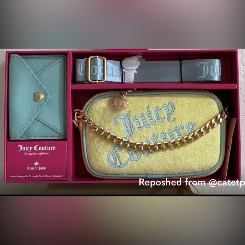 NWT Juicy Couture Yellow and Blue Camera Bag